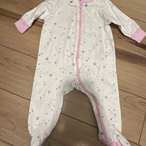 Gerber Pink and White Footie Pajamas with Starry Design